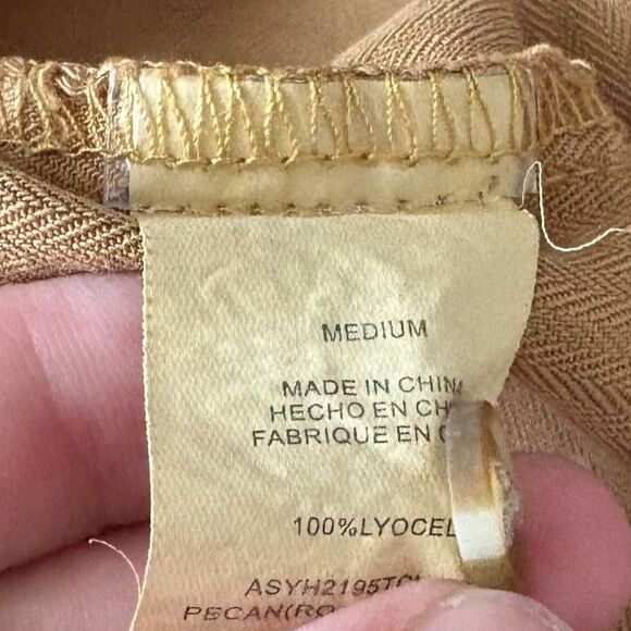 Altar'd State Button Back Tank Top Frayed Fringe Trim Mustard Yellow Size Medium - Picture 4 of 4